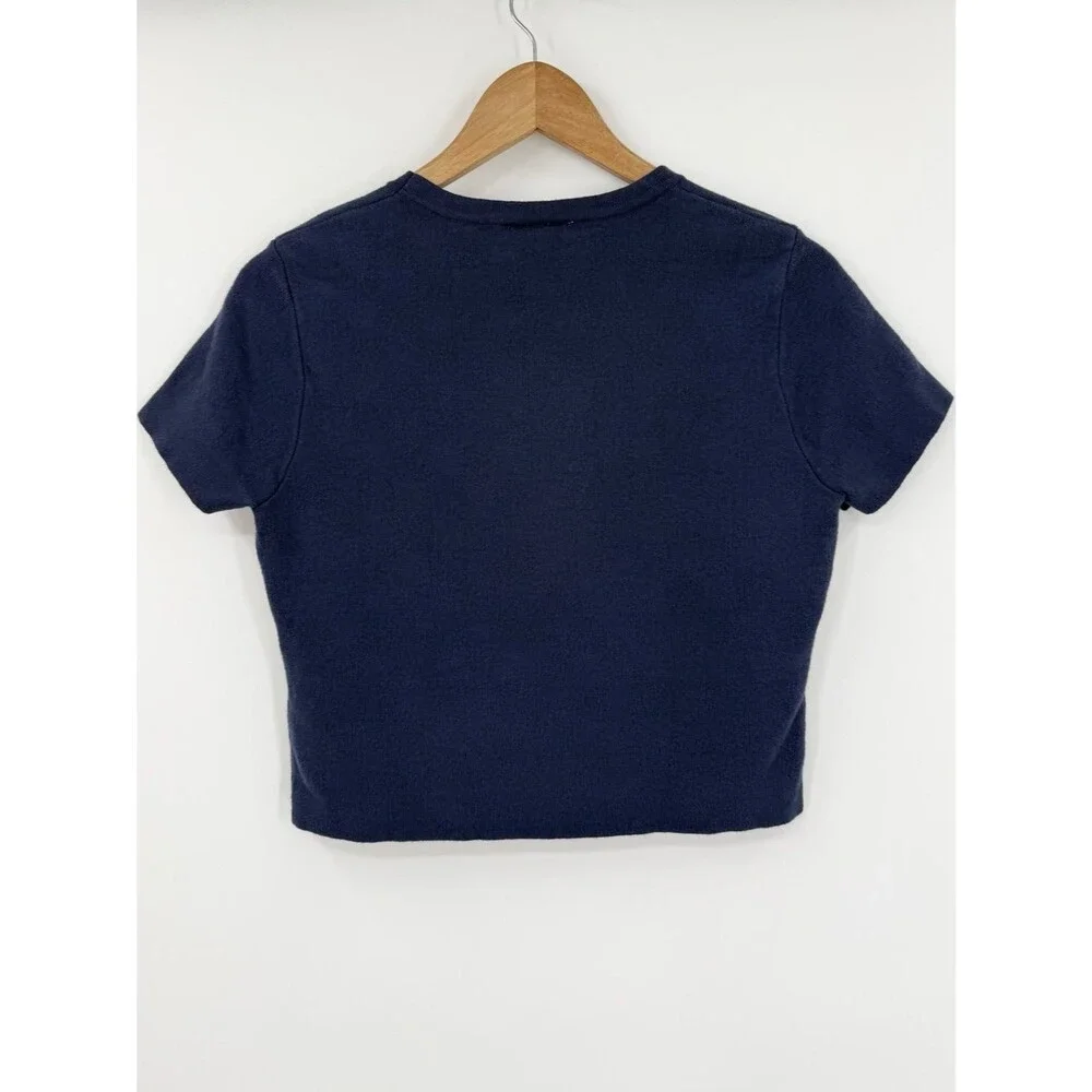 Mason's Daughter Stella Knit Short Sleeve Cropped Top | Navy | Small